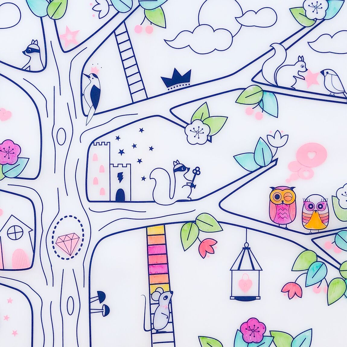 Coloriage réutilisable : ARBRE MAGIQUE